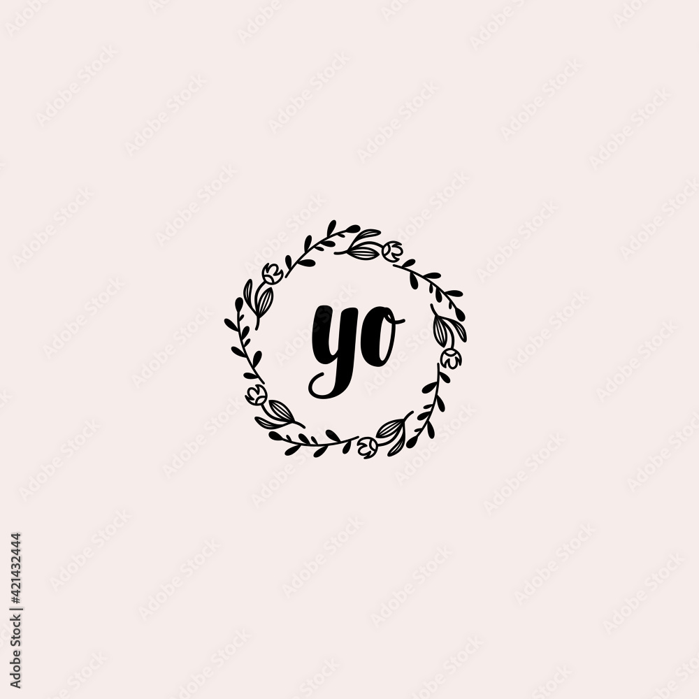 YO initial letters Wedding monogram logos, hand drawn modern minimalistic and frame floral templates YO initial letters Wedding monogram logos, hand drawn modern minimalistic and frame floral templates