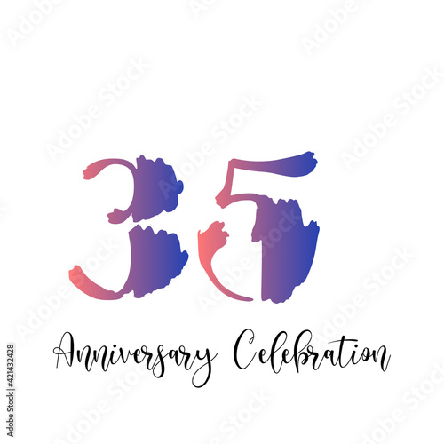 35 Years Anniversary Celebration purple Color Vector Template Design Illustration