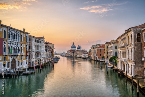 The famous Grand Canal in Venice, Italy, at sunrise © elxeneize