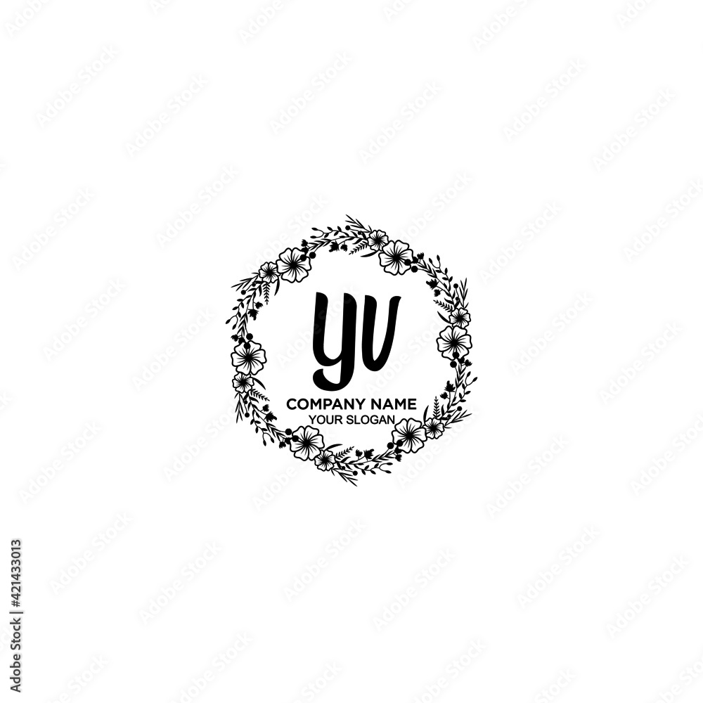 YV initial letters Wedding monogram logos, hand drawn modern minimalistic and frame floral templates YV initial letters Wedding monogram logos, hand drawn modern minimalistic and frame floral templates