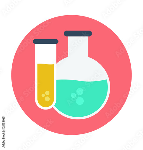 Test Tubes Colored Vector Icon