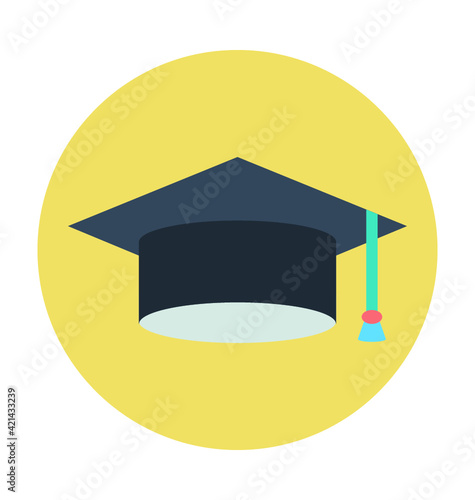 Mortarboard Colored Vector Icon 