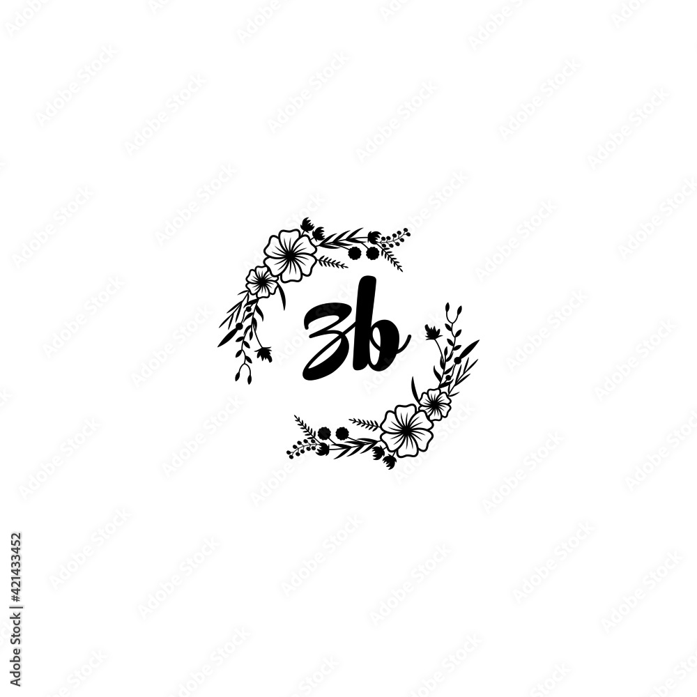 ZB initial letters Wedding monogram logos, hand drawn modern minimalistic and frame floral templates ZB initial letters Wedding monogram logos, hand drawn modern minimalistic and frame floral templates