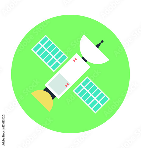 Satellite Colored Vector Icon 