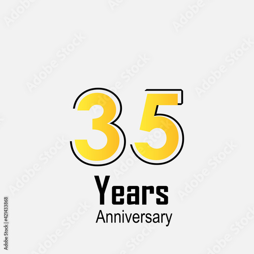 35 Years Anniversary Celebration Yellow Color Vector Template Design Illustration