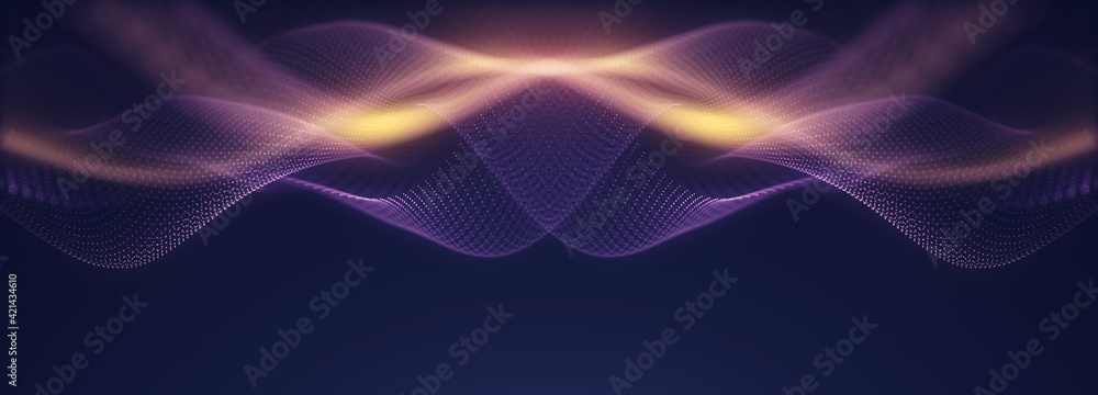 Abstract particle fractal background, hi-tech and big data background