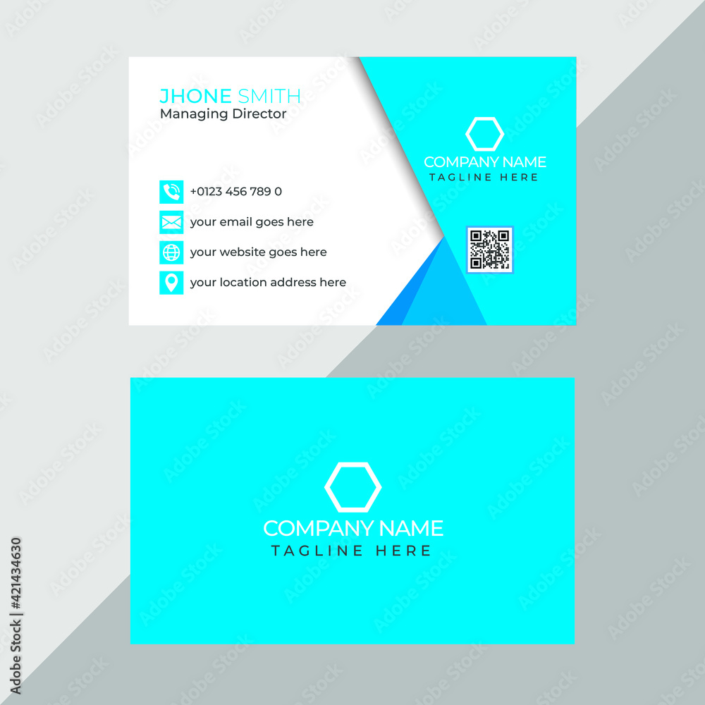 Blue business card design template