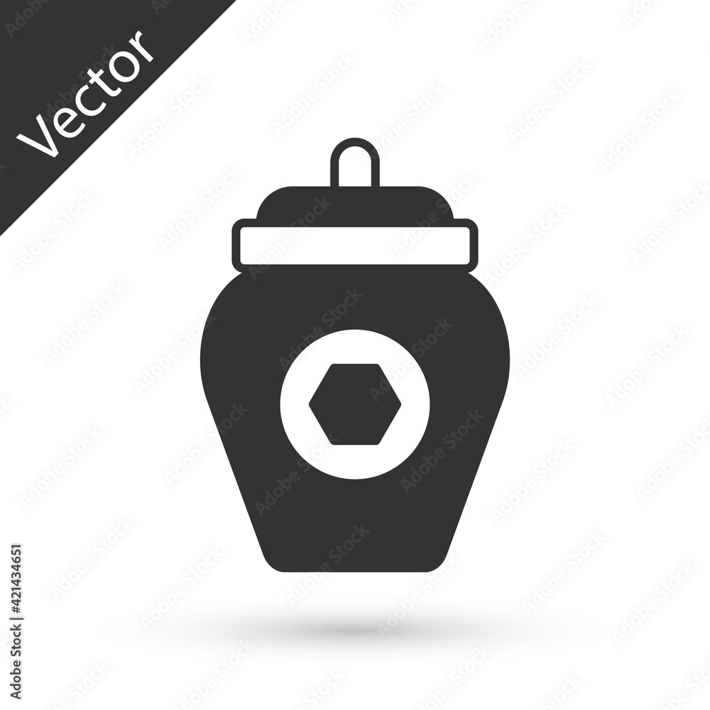 Obraz premium Grey Jar of honey icon isolated on white background. Food bank. Sweet natural food symbol. Vector