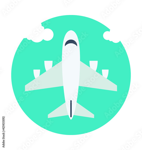 Airplane Colored Vector Icon 