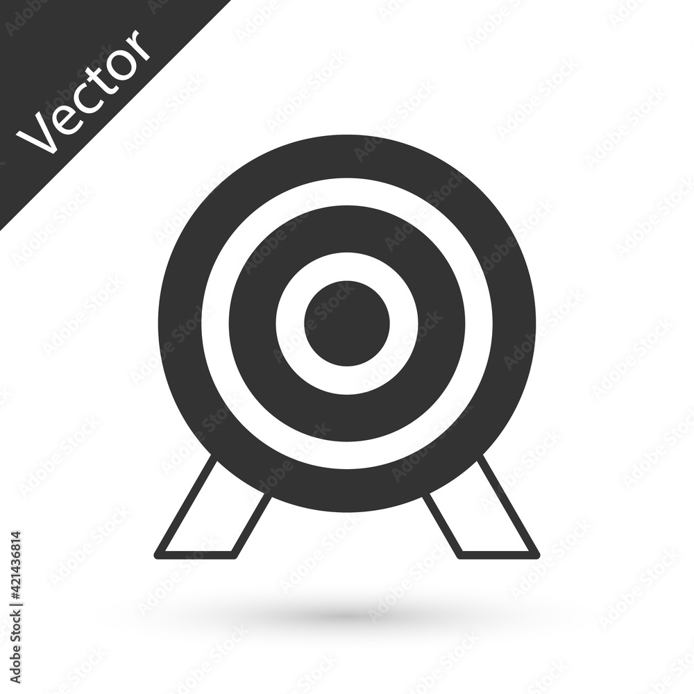 Grey Target financial goal concept icon isolated on white background. Symbolic goals achievement, success. Vector Grey Target financial goal concept icon isolated on white background. Symbolic goals achievement, success. Vector