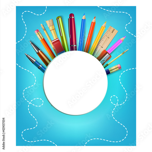 School Sale Equipment Advertising Poster Vector Illustration