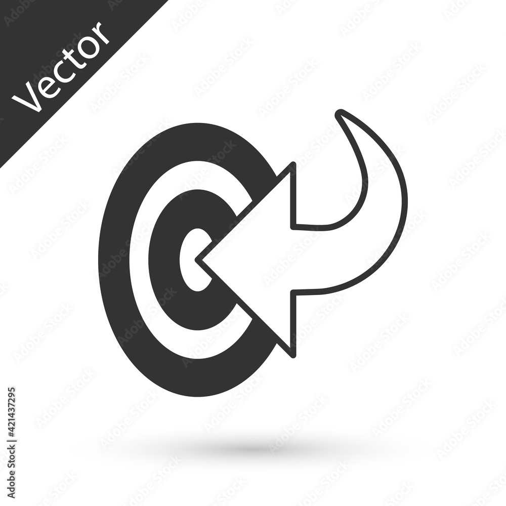 Grey Target financial goal concept icon isolated on white background. Symbolic goals achievement, success. Vector Grey Target financial goal concept icon isolated on white background. Symbolic goals achievement, success. Vector