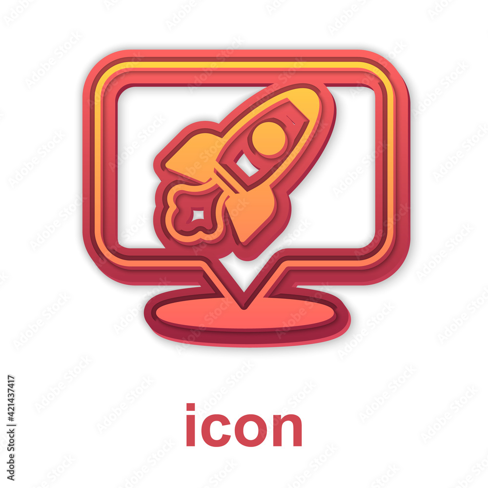 Gold Rocket ship icon isolated on white background. Space travel. Vector Gold Rocket ship icon isolated on white background. Space travel. Vector