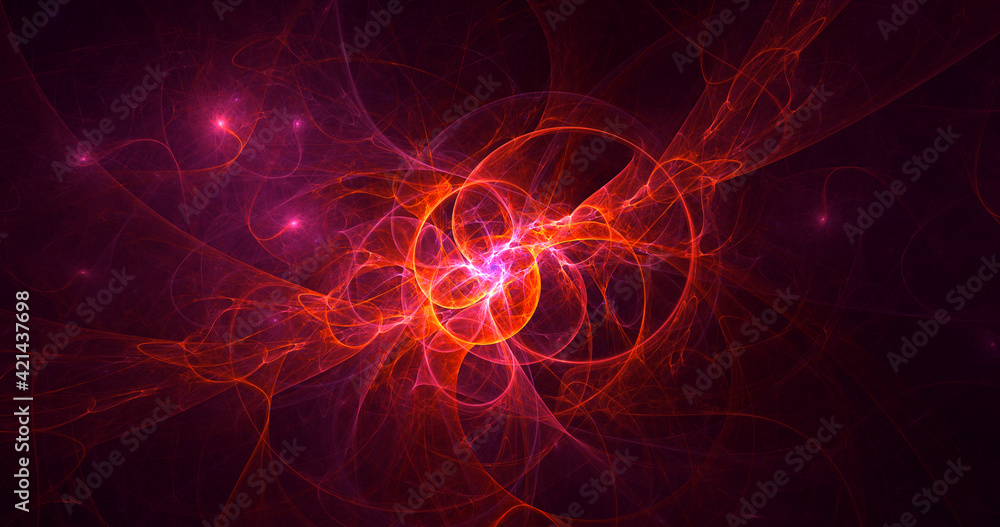 3D rendering abstract multicolor fractal light background