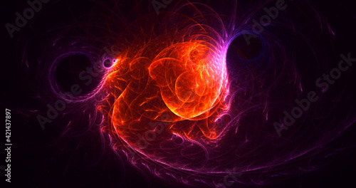 3D rendering abstract multicolor fractal light background