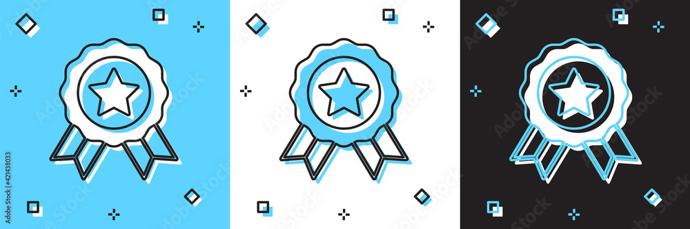Set Medal icon isolated on blue and white, black background. Winner symbol. Vector Set Medal icon isolated on blue and white, black background. Winner symbol. Vector