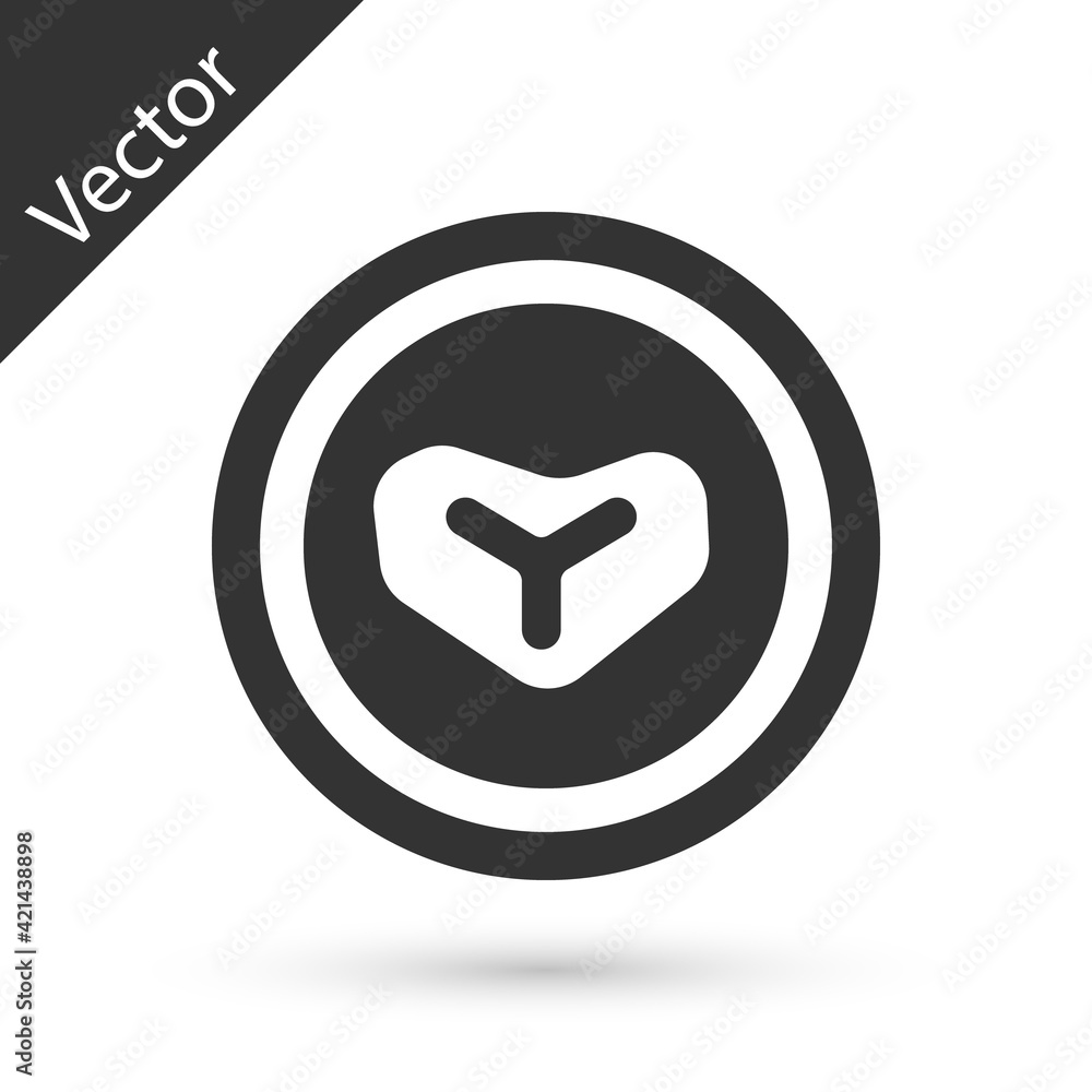 Grey Steak meat on a plate icon isolated on white background. Cutlery symbol. Restaurant sign. Vector Grey Steak meat on a plate icon isolated on white background. Cutlery symbol. Restaurant sign. Vector