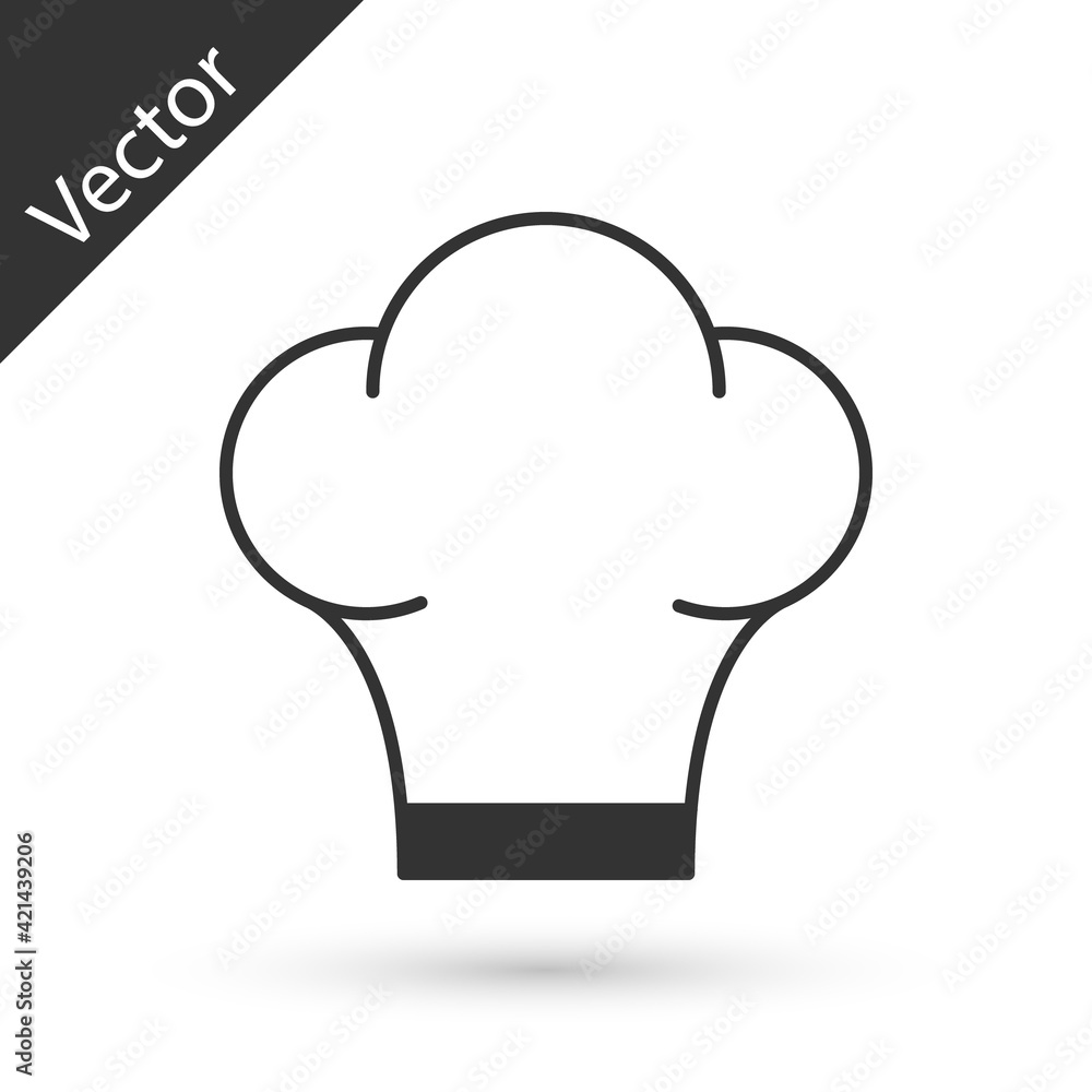 Grey Chef hat icon isolated on white background. Cooking symbol. Cooks hat. Vector Grey Chef hat icon isolated on white background. Cooking symbol. Cooks hat. Vector