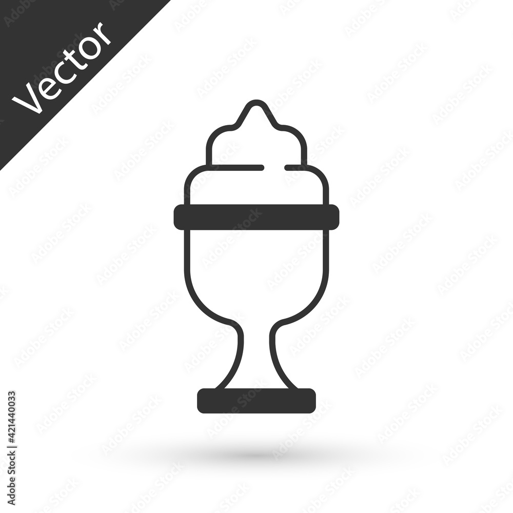 Grey Ice cream in the bowl icon isolated on white background. Sweet symbol. Vector Grey Ice cream in the bowl icon isolated on white background. Sweet symbol. Vector