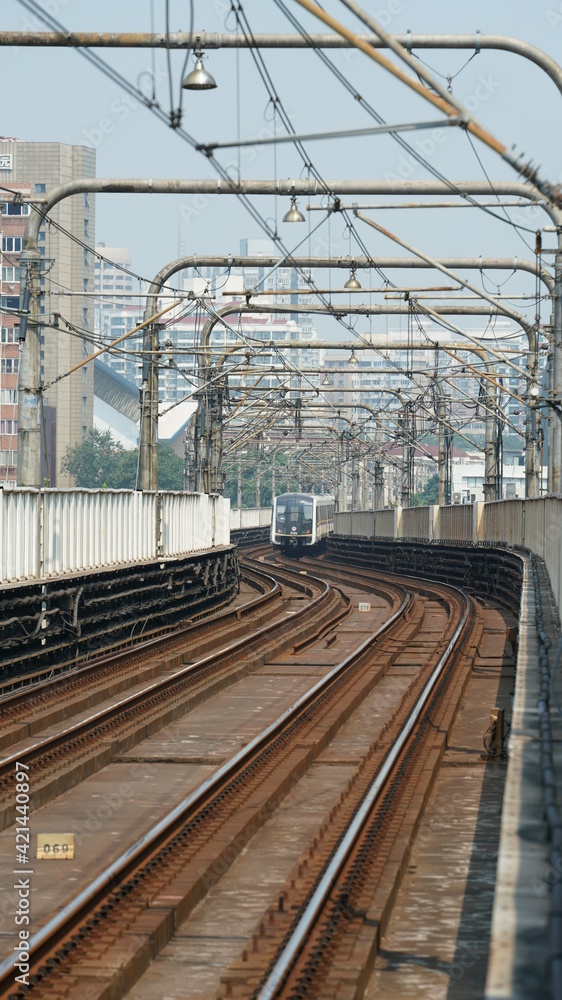 The subway railway view in the city The subway railway view in the city