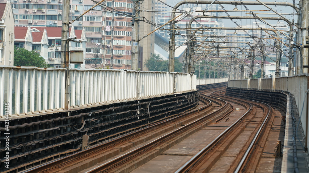 The subway railway view in the city The subway railway view in the city