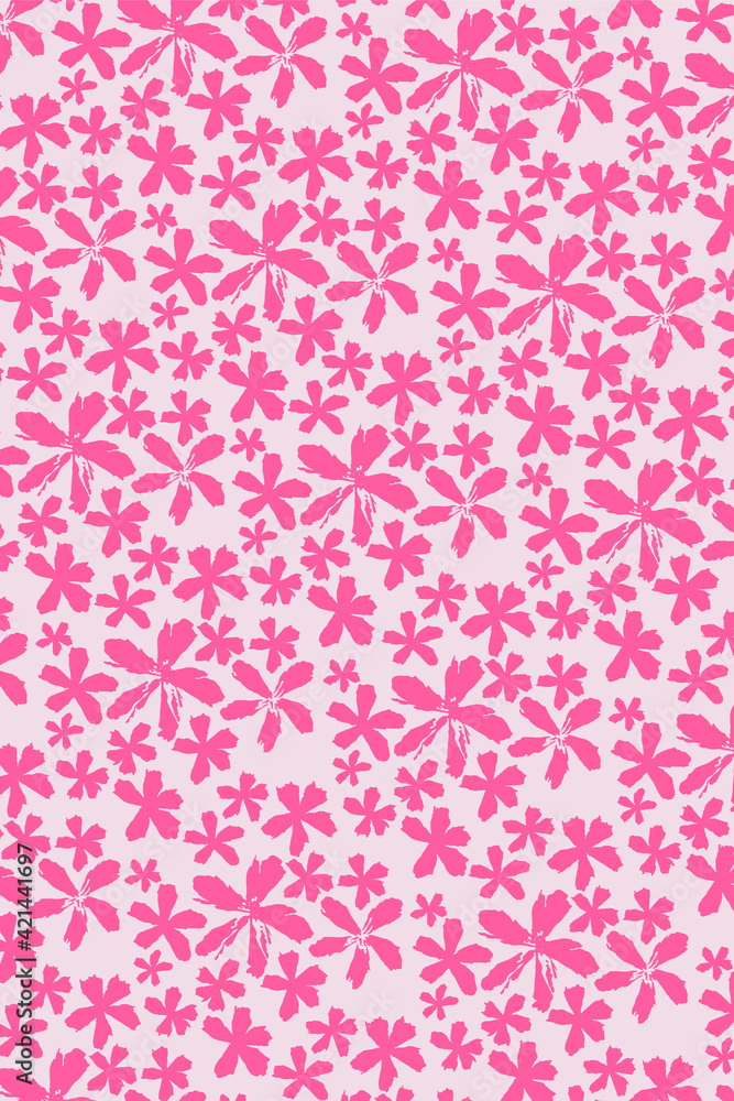 Simple pink pattern with hand drawing flowers. Pattern for fabric, textile, interior, fashion. Seamless vector Simple pink pattern with hand drawing flowers. Pattern for fabric, textile, interior, fashion. Seamless vector