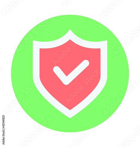 Shield Tick Colored Vector Illustration