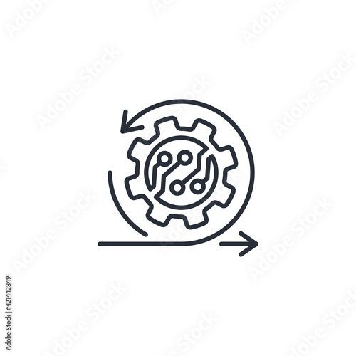 Agile electronic automatic cycle. Development and improvement. Fast integration process. Vector linear icon illustration isolated on white background.