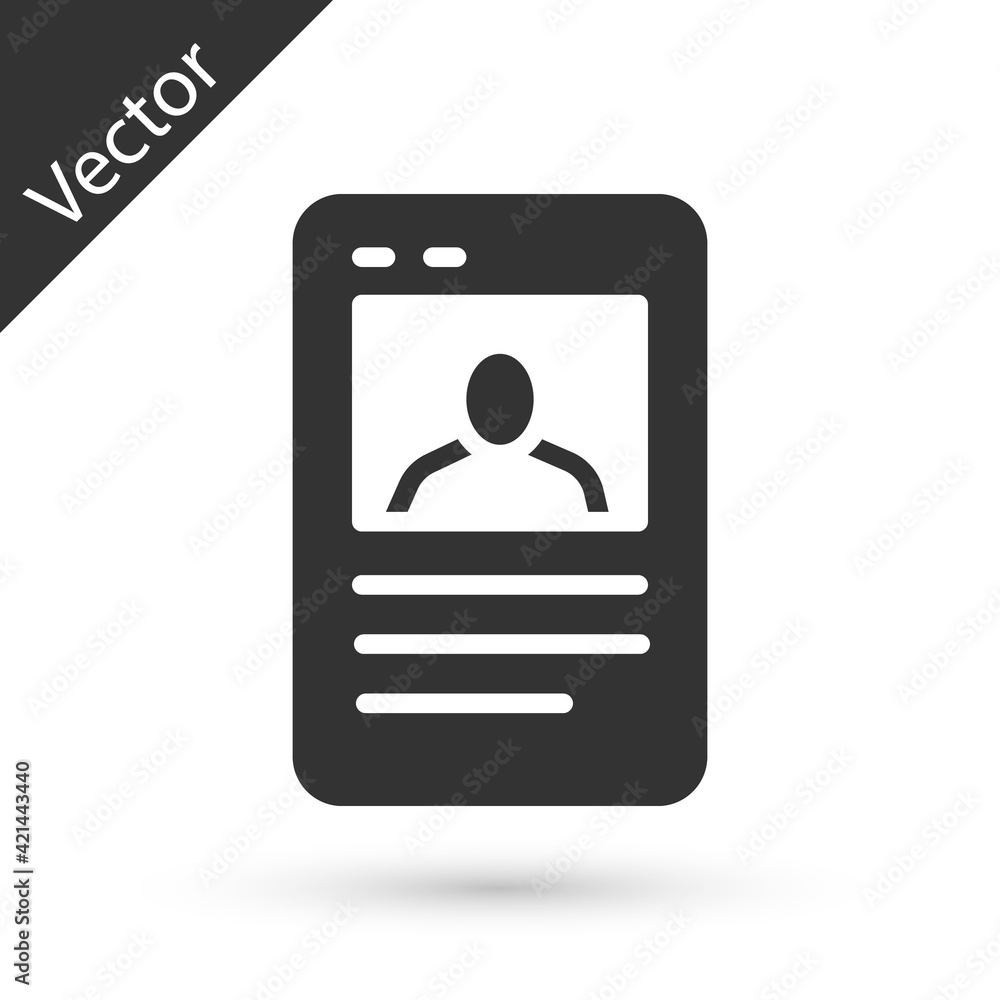 Grey Baseball card icon isolated on white background. Vector Grey Baseball card icon isolated on white background. Vector