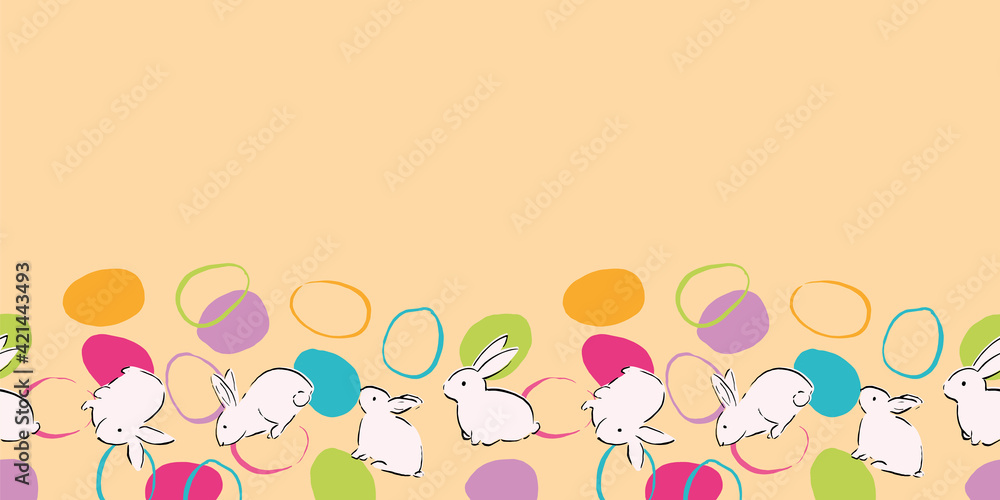 Easter Bunny Egg Frame Border Seamless Pattern Easter Bunny Egg Frame Border Seamless Pattern