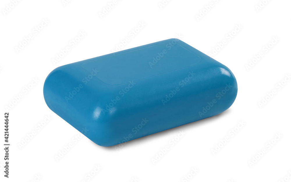 A bar of blue soap isolated on white background. A bar of blue soap isolated on white background.