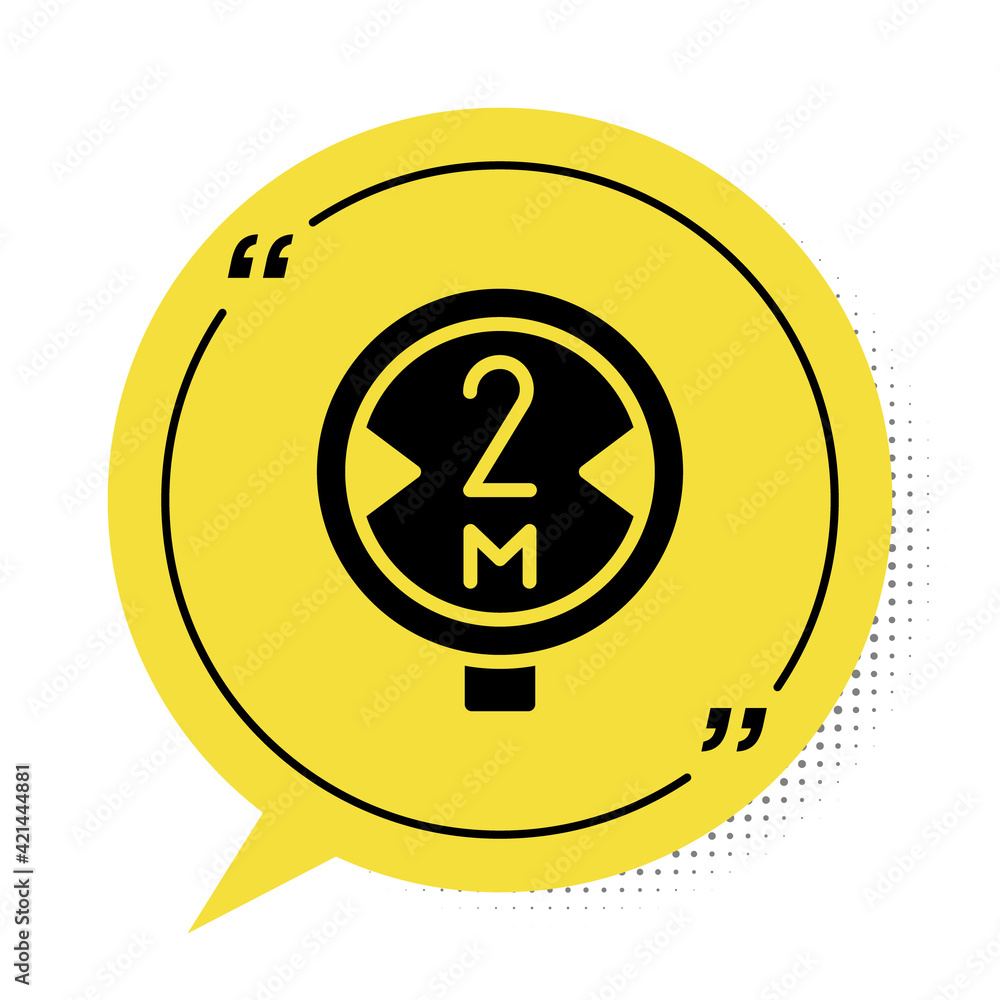 Black Road traffic sign. Signpost icon isolated on white background. Pointer symbol. Isolated street information sign. Direction sign. Yellow speech bubble symbol. Vector Black Road traffic sign. Signpost icon isolated on white background. Pointer symbol. Isolated street information sign. Direction sign. Yellow speech bubble symbol. Vector