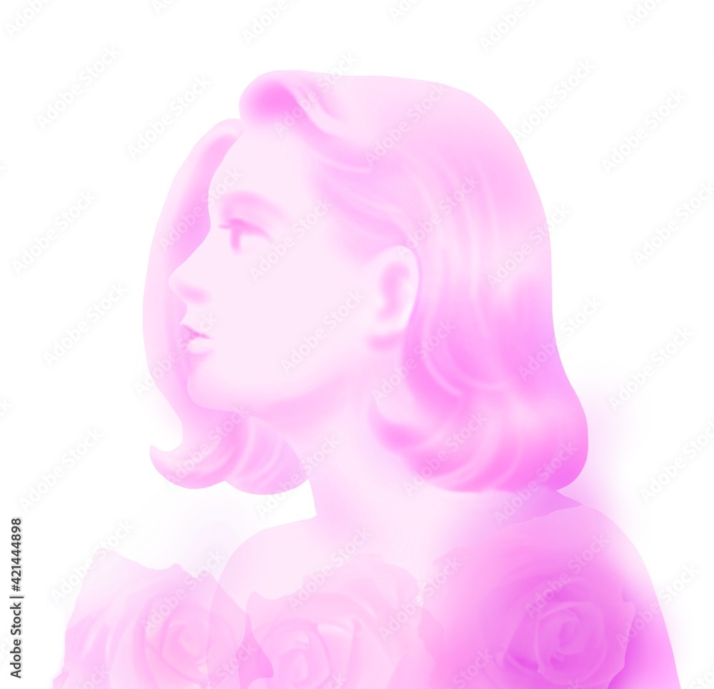 女性とばら 女性とばら