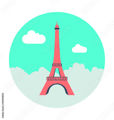 Eiffel Tower Colored Vector Icon 