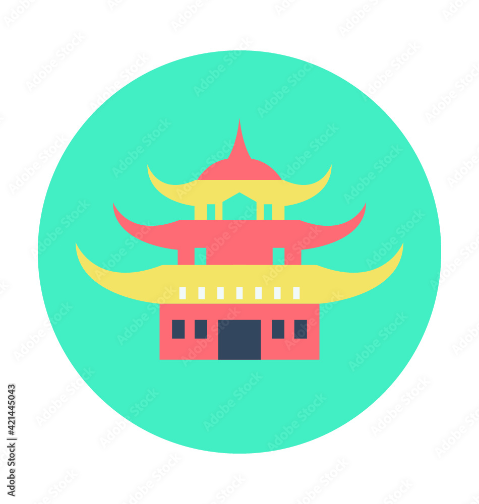 Fototapeta premium Pagoda Colored Vector Illustration