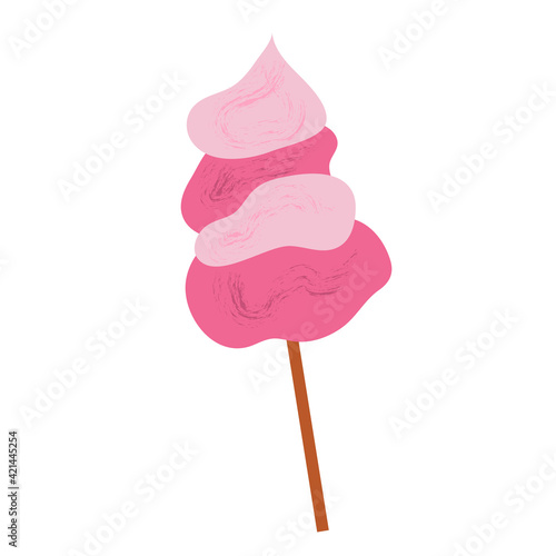 Pink cotton candy in cartoon style isolated on white background. Films and cinema symbol. Vector illustration. Sweets for kids.