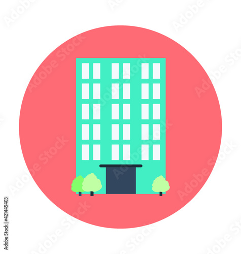 Building Colored V ector Icon 