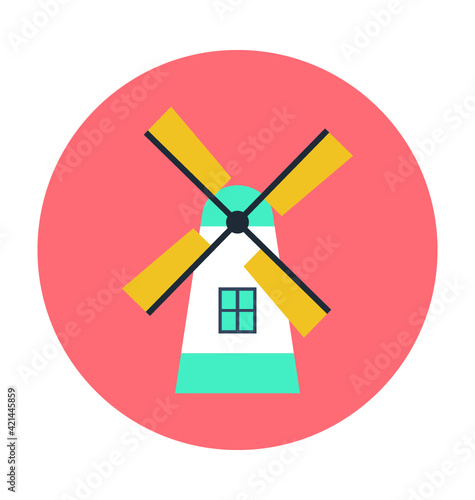 Windmill Colored Vector Icon