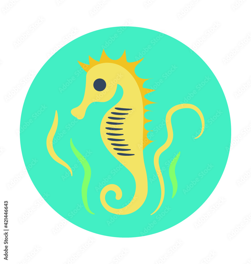 Fototapeta premium Seahorse Colored Vector Icon