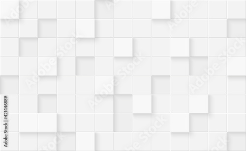 3d seamless cubes pattern. White ceramic tile background. Abstract square mosaic. photo