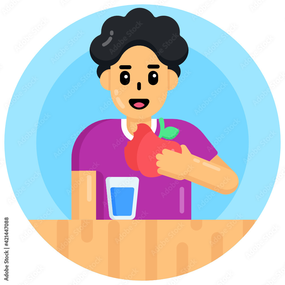 
A flat rounded icon of eating meal

