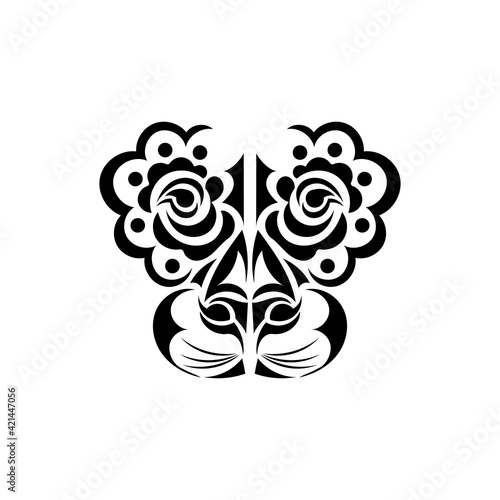 Lion tattoo on a white background. Vector illustration.