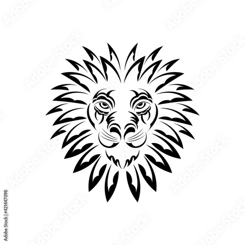 Polynesian style lion face. Vector illustration.