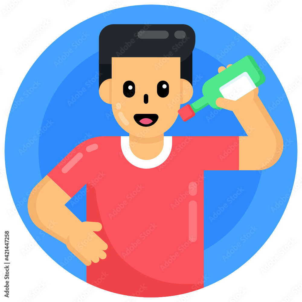 A person drinking bottle, flat rounded icon
A person drinking bottle, flat rounded icon