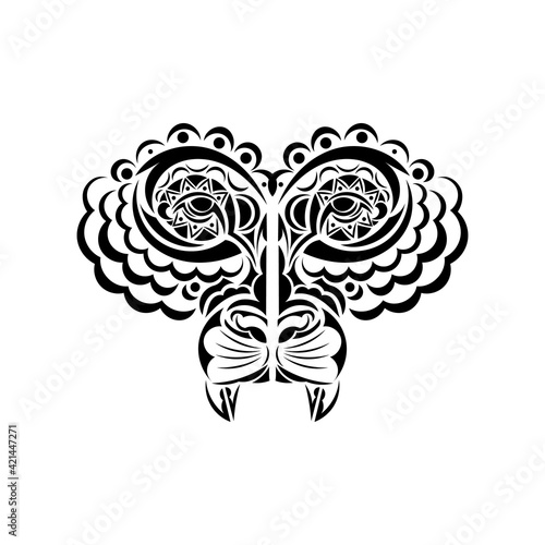 Lion tattoo on a white background. Mayan lion face. Vector