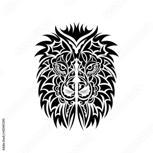 Mayan lion face. Vector illustration.