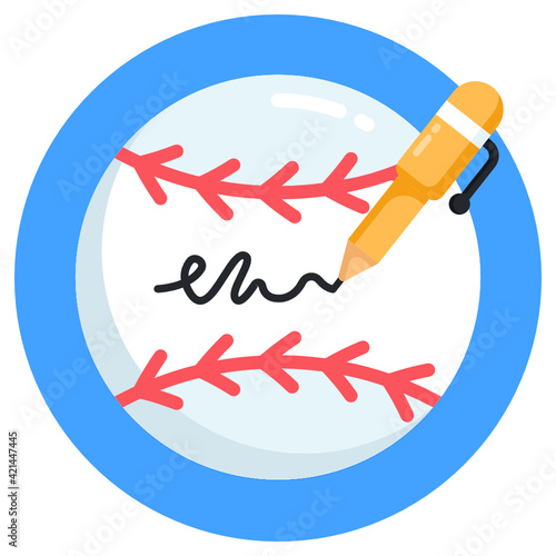 Flat editable vector design of autograph ball 