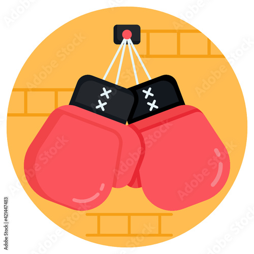 
Gaming hand cover, flat icon of boxing gloves 

