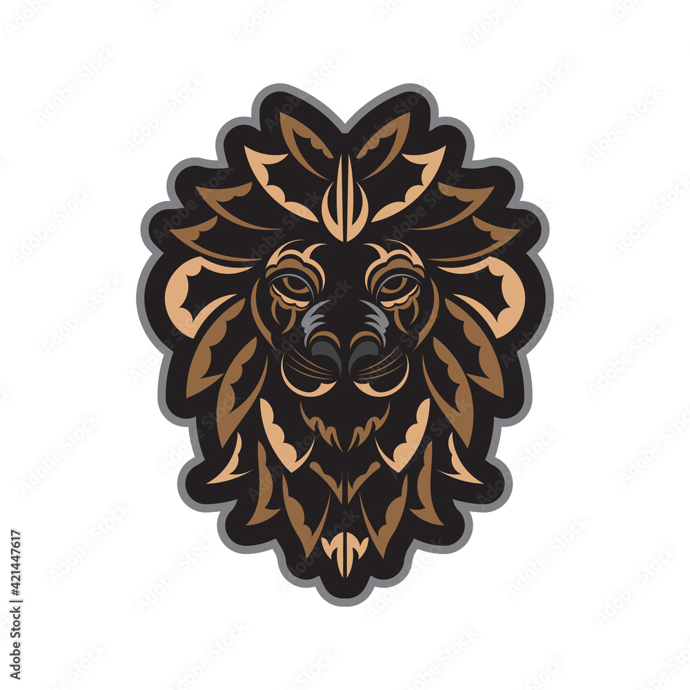 Fototapeta premium Lion print. Lion face in Maori style. Exclusive style. Vector illustrator.