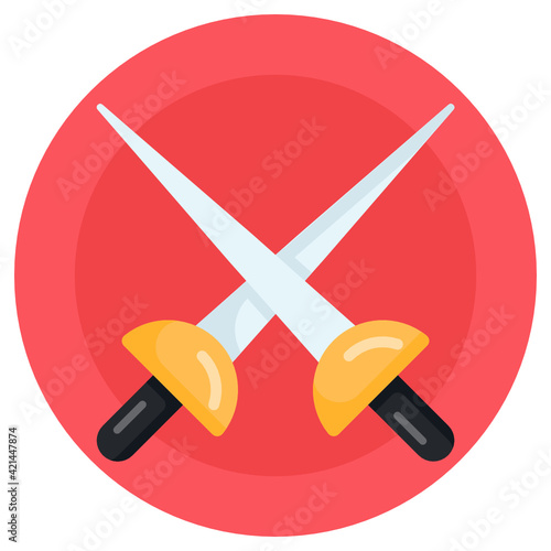 
Fencing swords editable flat vector design  

